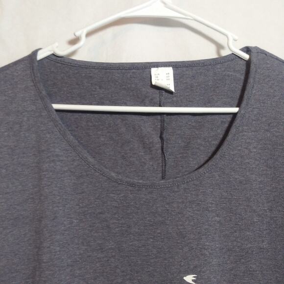 Dimana Gray Top with Birds in Flight Design Short Sleeve Novelty Cotton Size 16 - Picture 2 of 9